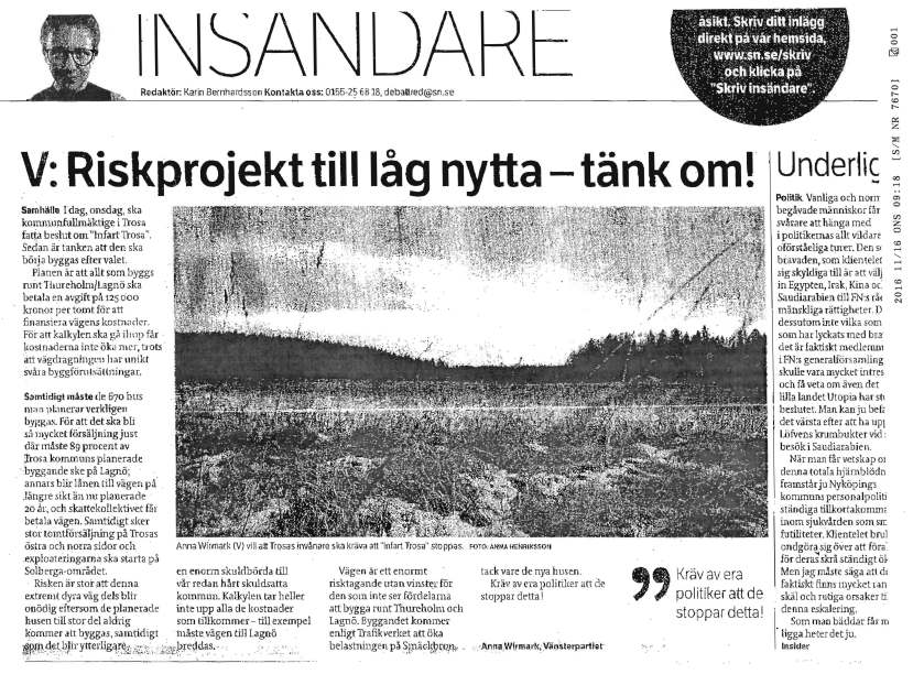 Klipp ur SN 20161116 insändare A Wirmark