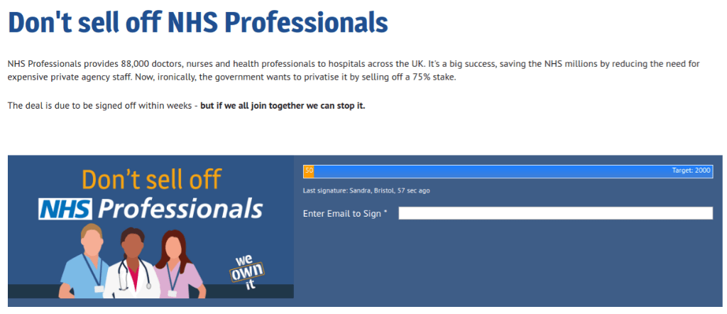 Petition: Don’t sell off NHS&nbsp;Professionals