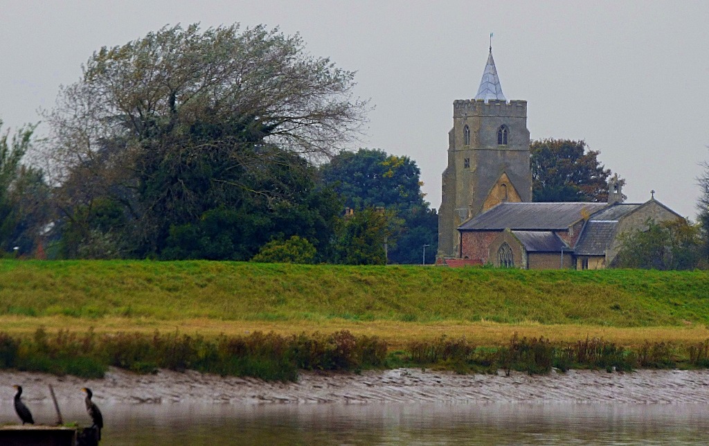Cormorants and church