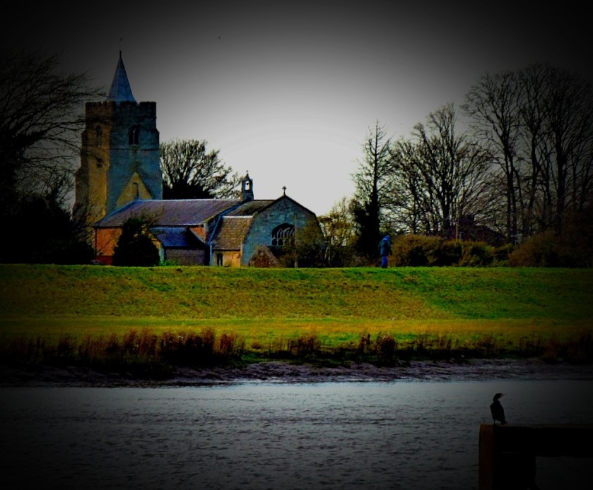 Church and cormorant