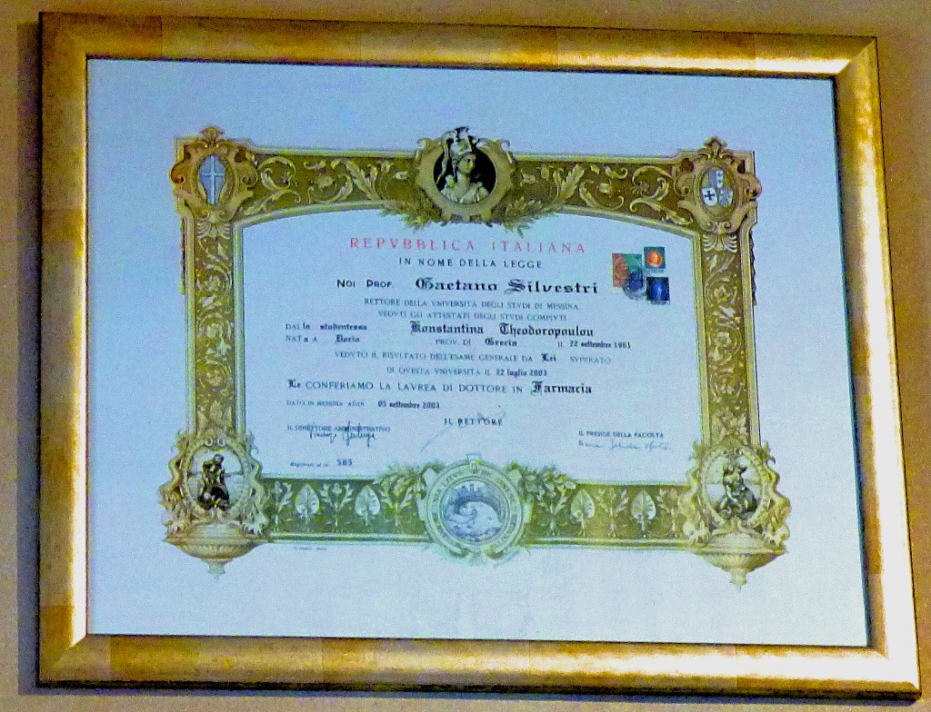 certificate at the pharmacy
