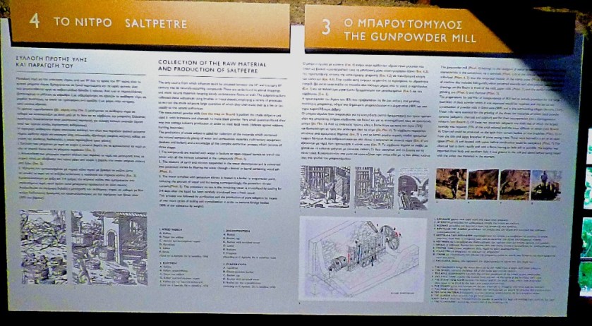Gunpowder mill and saltpetre info boards