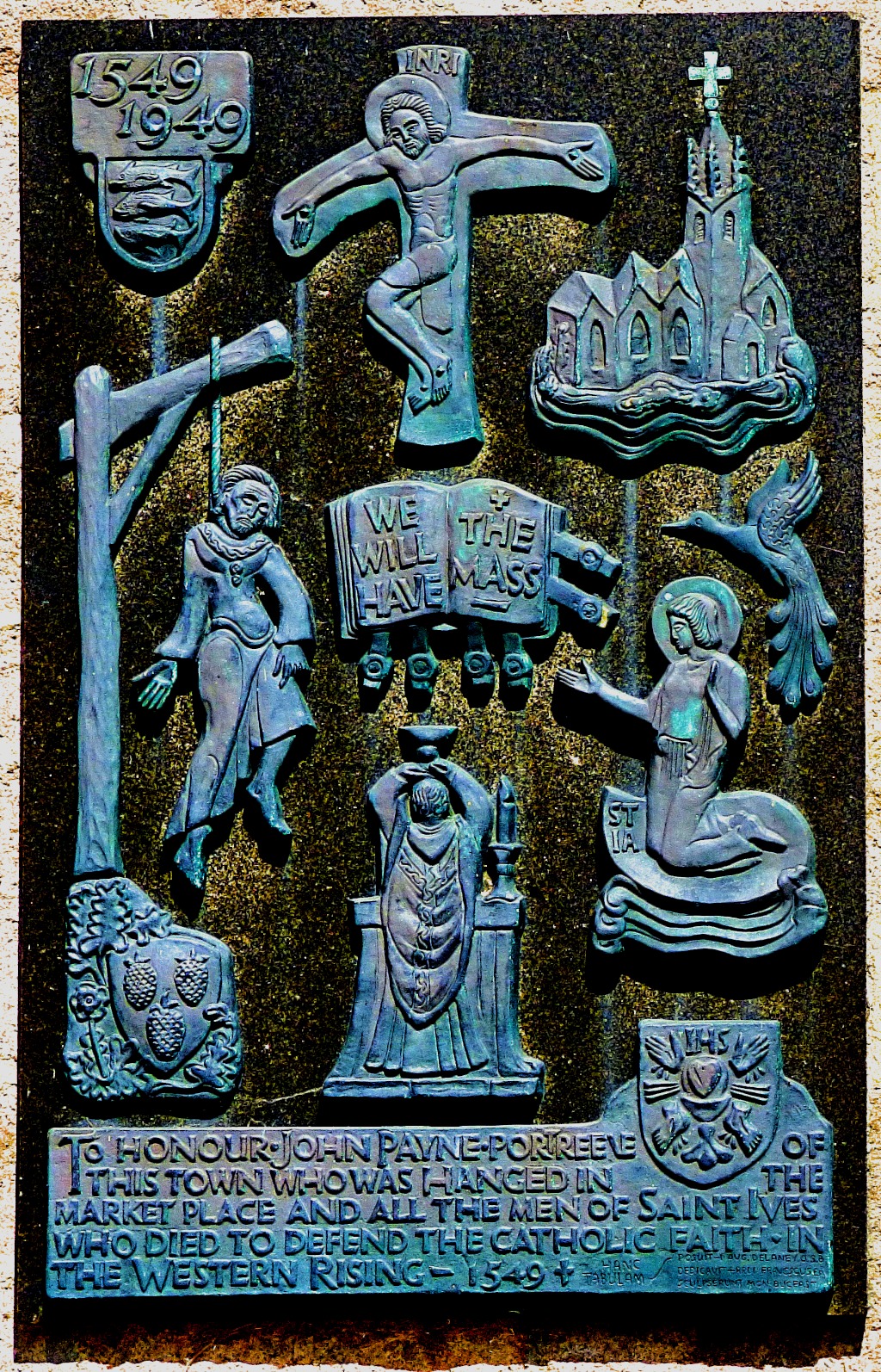 Panel set into wall of RC church