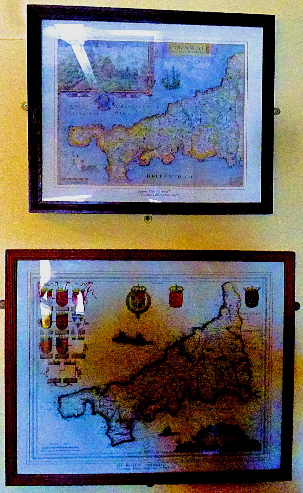 two antique maps of Cornwall