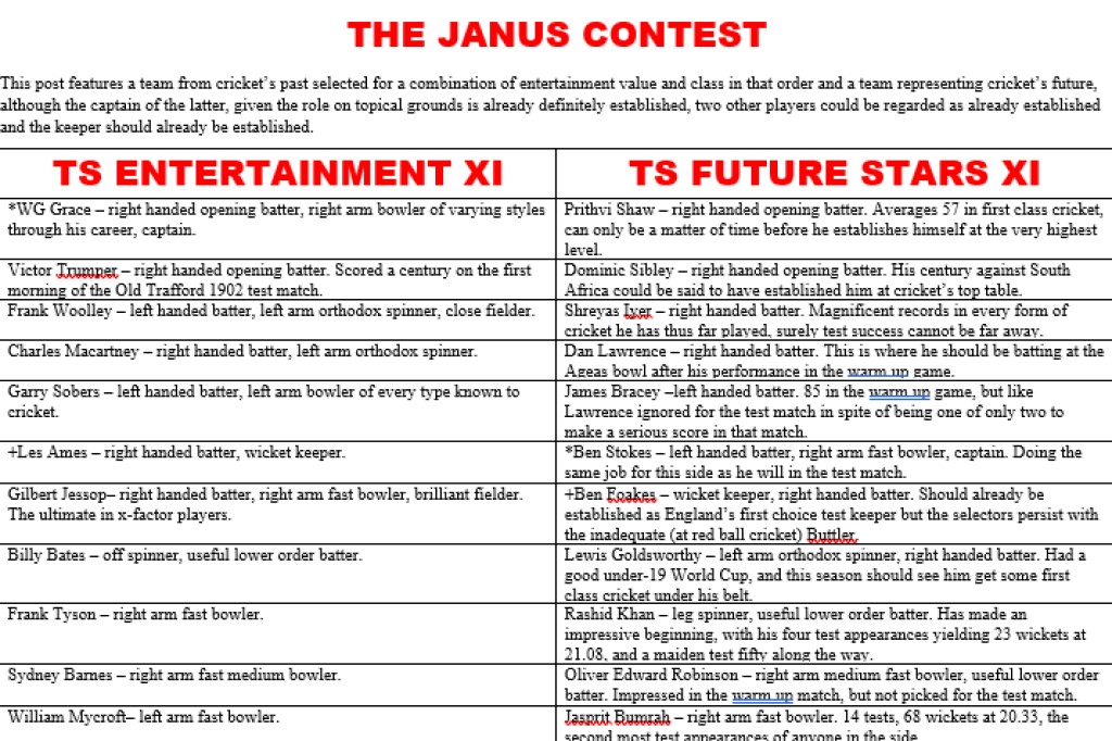 All Time XIs – The Janus&nbsp;Contest