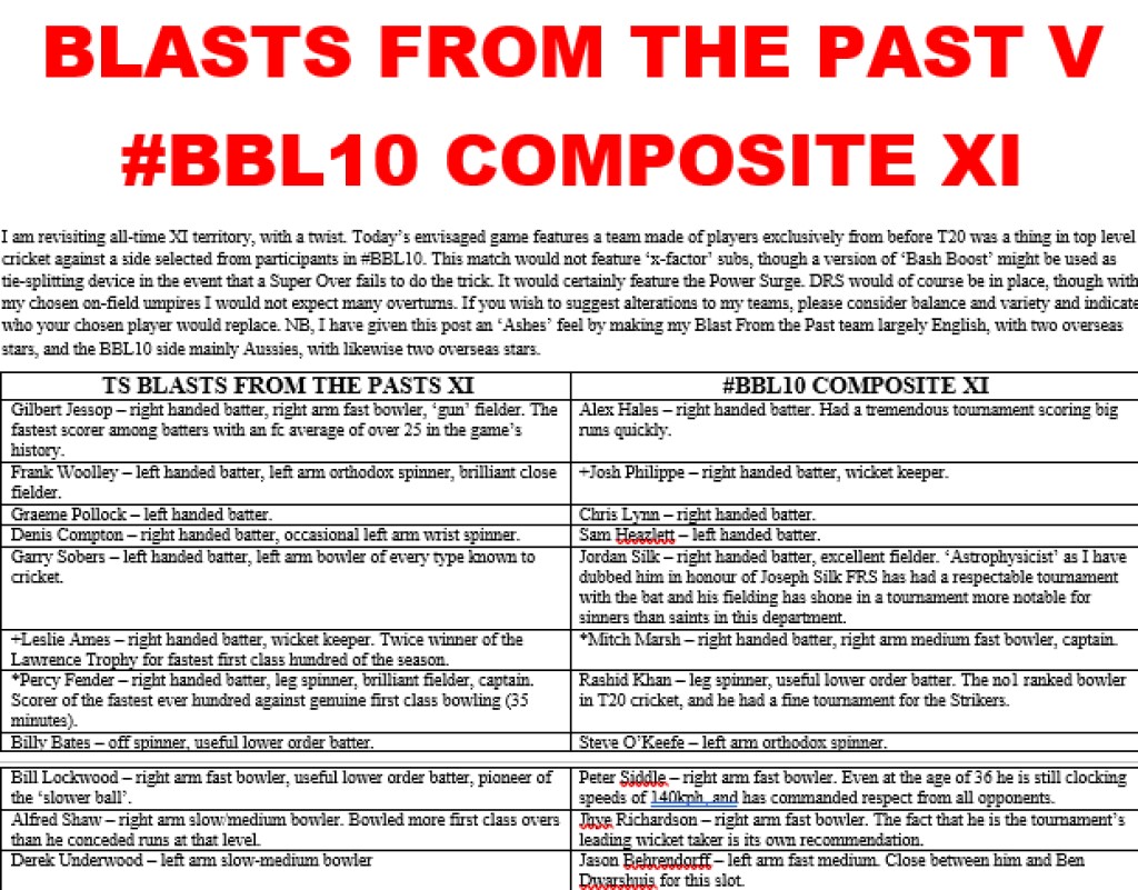 Blasts From The Past v #BBL10&nbsp;Composite