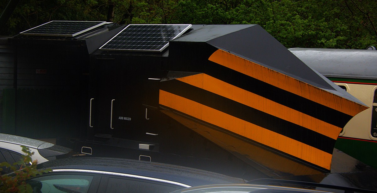A snowplough with the unusual (not to say paradoxical) attachments for such an implement of two solar panels. This is one of many marvels to be seen at Glenfinnan station.