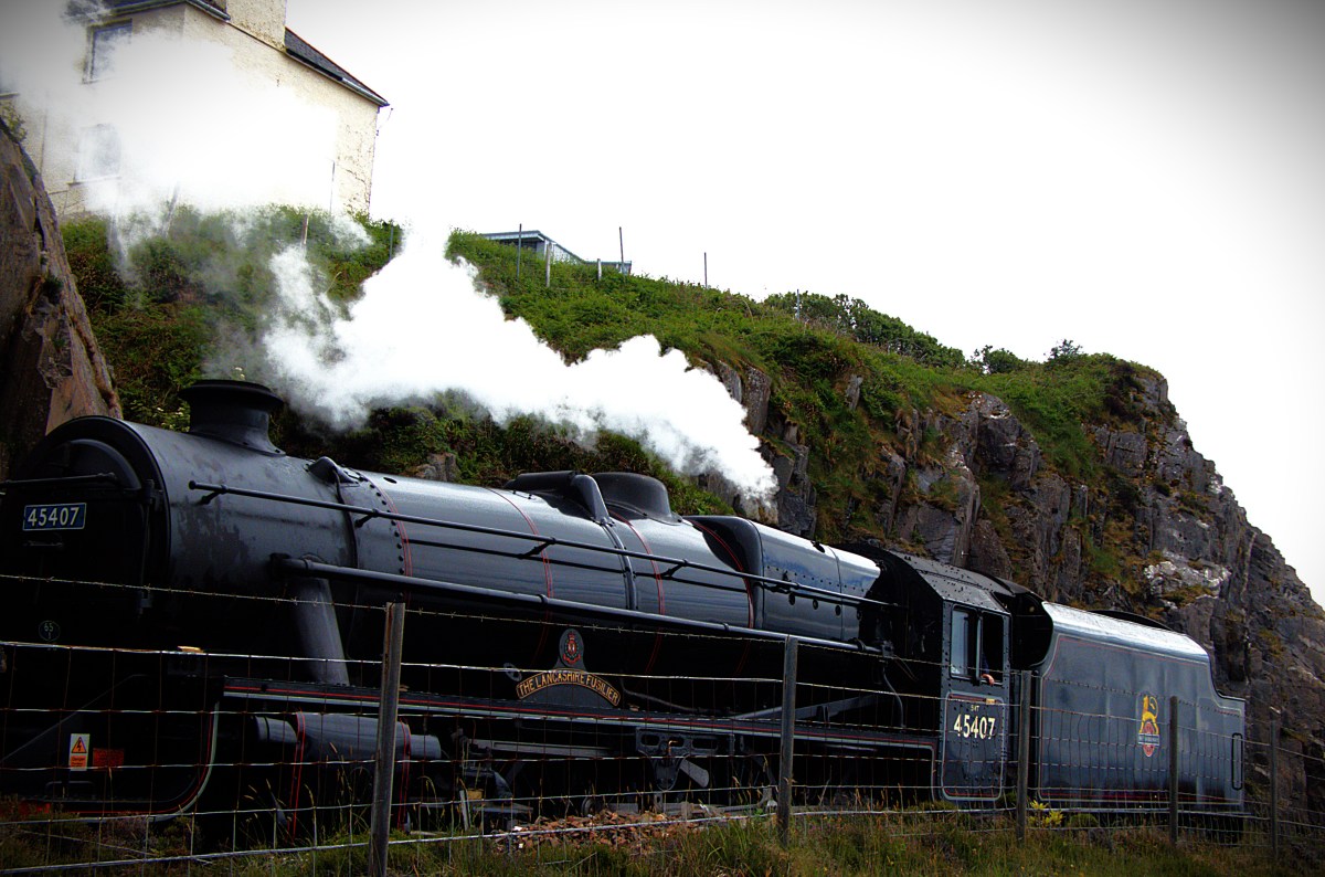 The locomotive pulling the Jacobite Express.